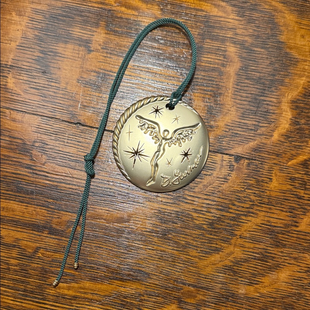 David Yurman Gold Angel Ornament with Green Cord 2025